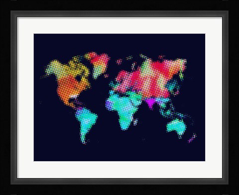 Framed Dotted World Map 5 Print