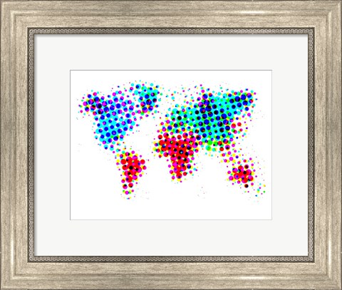 Framed Dotted World Map 6 Print