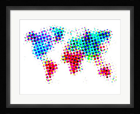 Framed Dotted World Map 6 Print