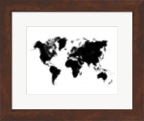 Framed Dotted Black World Map Print