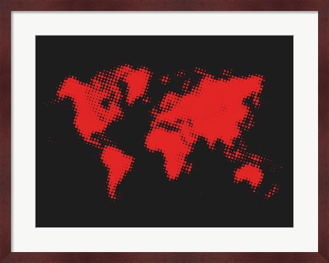Framed Dotted Red World Map Print