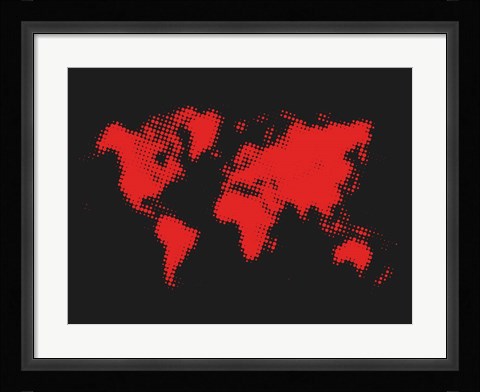 Framed Dotted Red World Map Print