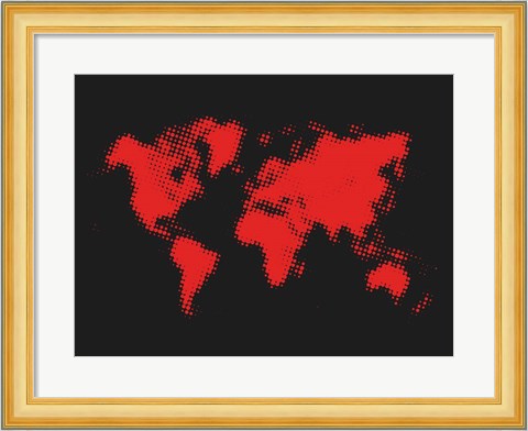 Framed Dotted Red World Map Print