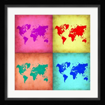 Framed Pop Art World Map 1 Print