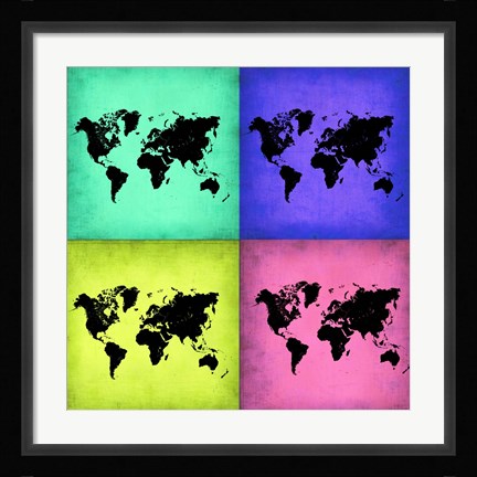 Framed Pop Art World Map 2 Print