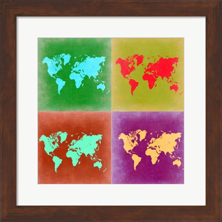 Framed Pop Art World Map 3 Print
