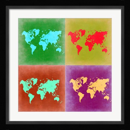 Framed Pop Art World Map 3 Print