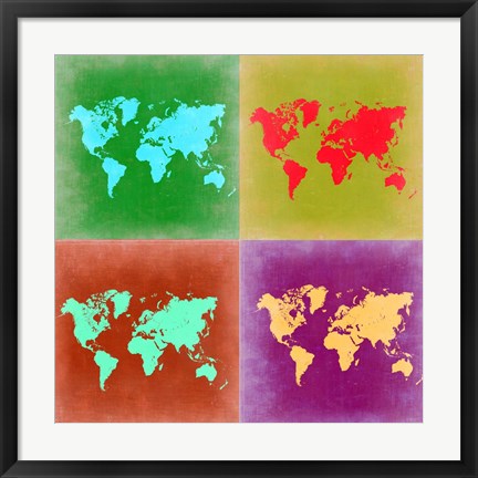 Framed Pop Art World Map 3 Print