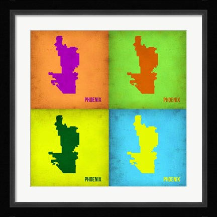Framed Phoenix Pop Art Map 1 Print