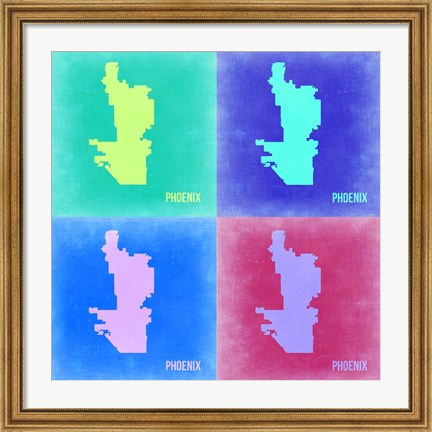 Framed Phoenix Pop Art Map 2 Print