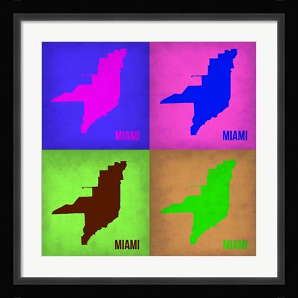 Framed Miami Pop Art Map 1 Print