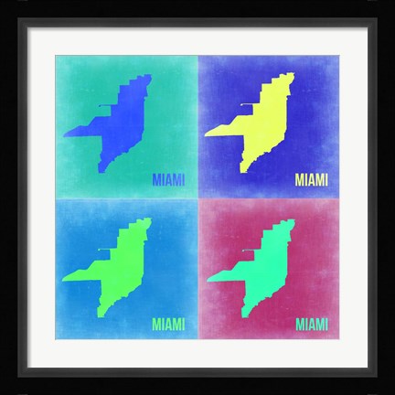 Framed Miami Pop Art Map 2 Print