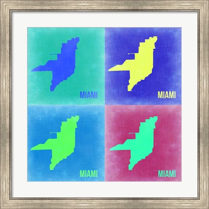 Framed Miami Pop Art Map 2 Print