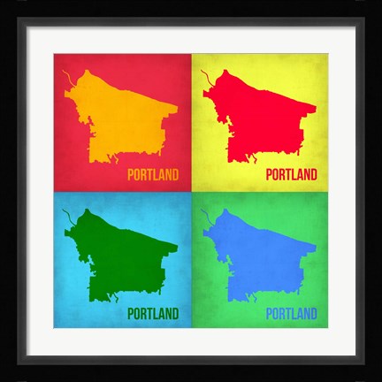Framed Portland Pop Art Map 1 Print