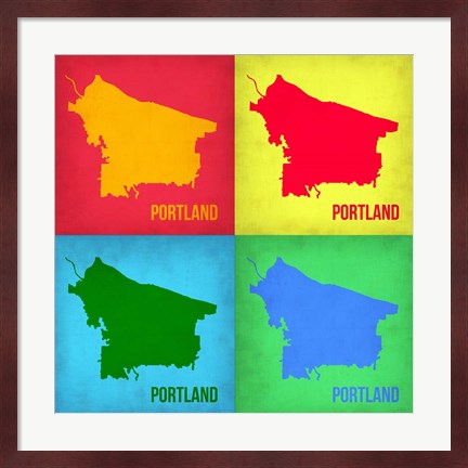 Framed Portland Pop Art Map 1 Print