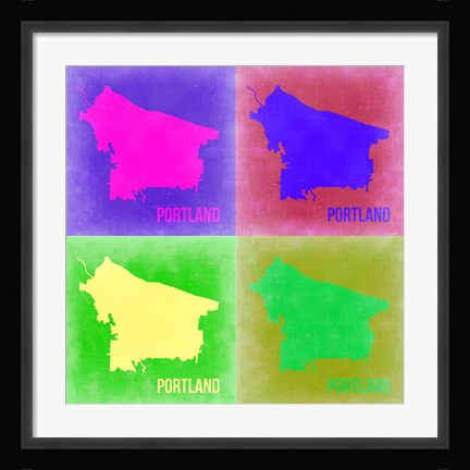 Framed Portland Pop Art Map 2 Print