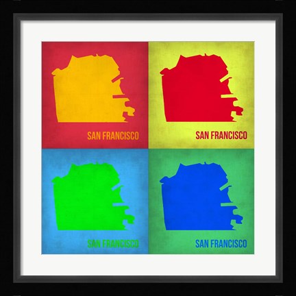 Framed San Francisco Pop Art Map 1 Print