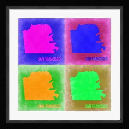 Framed San Francisco Pop Art Map 2 Print