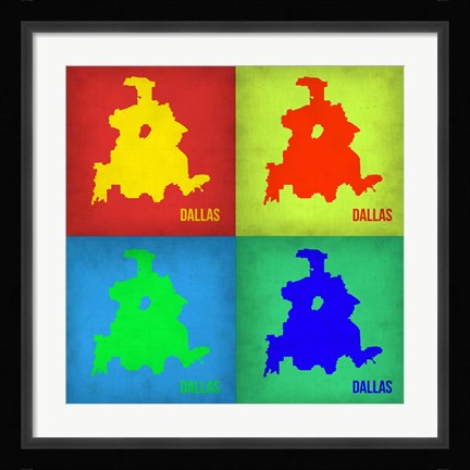 Framed Dallas Pop Art Map 1 Print