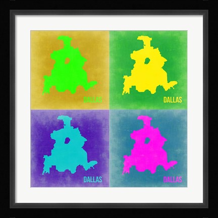 Framed Dallas Pop Art Map 2 Print