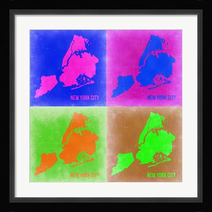Framed New York Pop Art Map 2 Print
