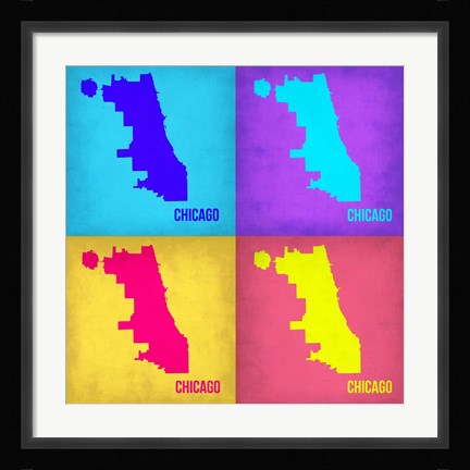Framed Chicago Pop Art Map 1 Print