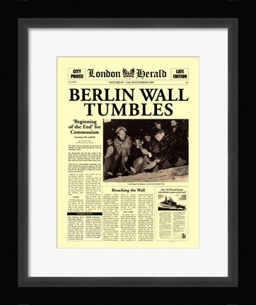 Framed Berlin Wall Tumbles Print