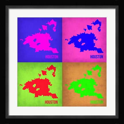 Framed Houston Pop Art Map 1 Print