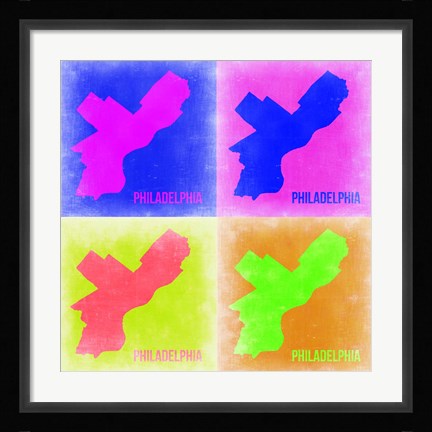 Framed Philadelphia Pop Art Map 1 Print