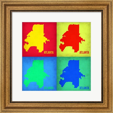 Framed Atlanta Pop Art Map 1 Print
