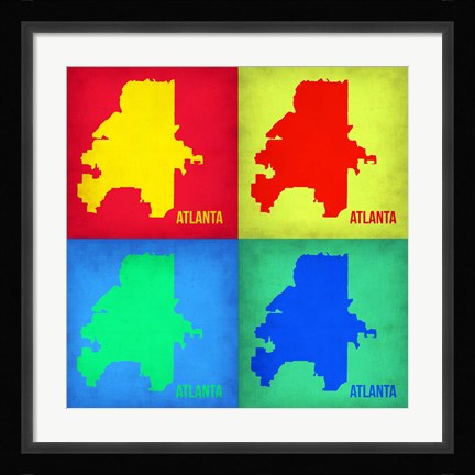 Framed Atlanta Pop Art Map 1 Print