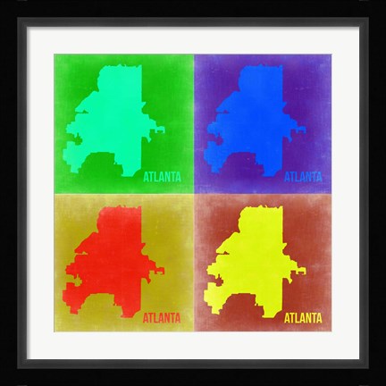 Framed Atlanta Pop Art Map 2 Print
