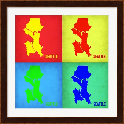 Framed Seattle Pop Art Map 1 Print