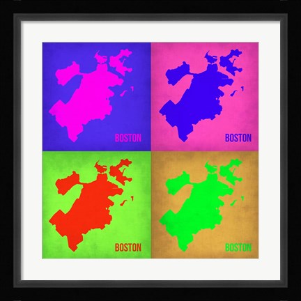 Framed Boston Pop Art Map 1 Print