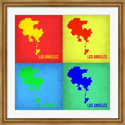 Framed Los Angeles Pop Art Map 1 Print