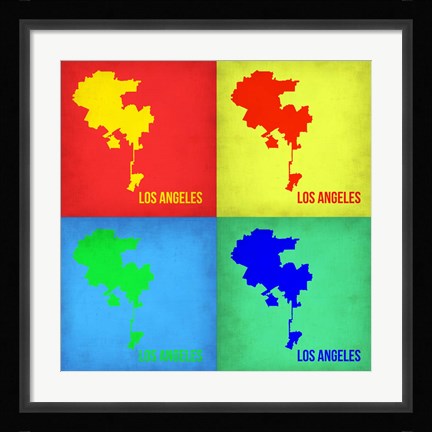 Framed Los Angeles Pop Art Map 1 Print