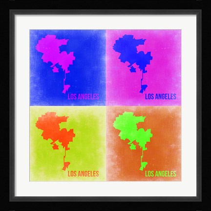 Framed Los Angeles Pop Art Map 2 Print