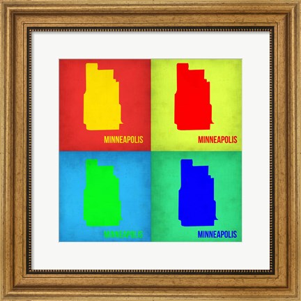 Framed Minneapolis Pop Art Map 1 Print