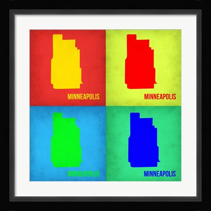 Framed Minneapolis Pop Art Map 1 Print