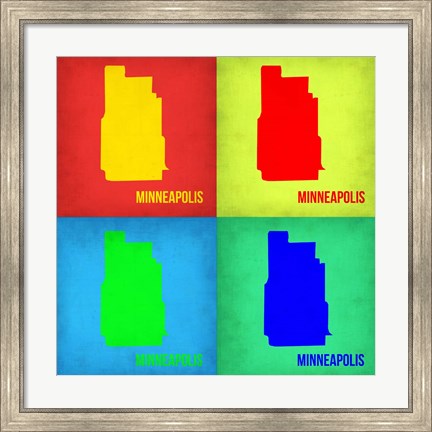 Framed Minneapolis Pop Art Map 1 Print