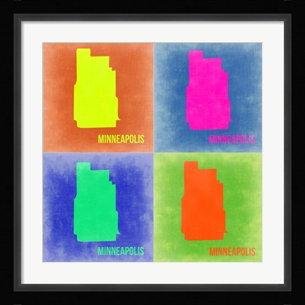 Framed Minneapolis Pop Art Map 2 Print