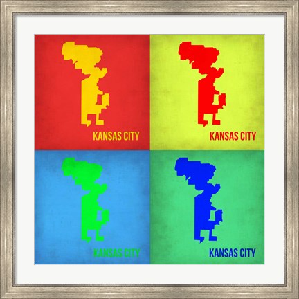 Framed KansasCity Pop Art Map 1 Print