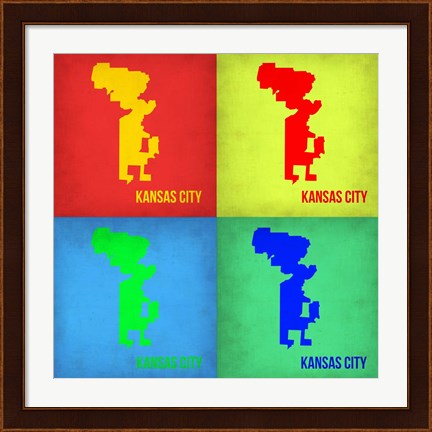 Framed KansasCity Pop Art Map 1 Print