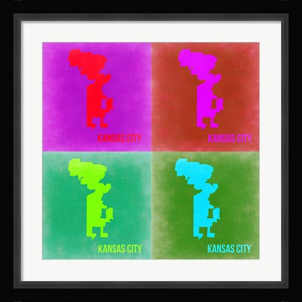 Framed KansasCity Pop Art Map 2 Print