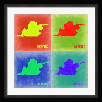 Framed Memphis Pop Art Map 2 Print