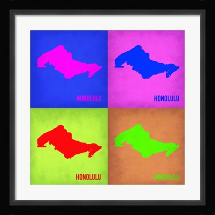 Framed Honolulu Pop Art Map 1 Print
