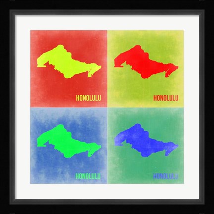 Framed Honolulu Pop Art Map 2 Print