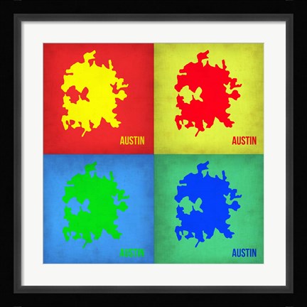 Framed Austin Pop Art Map 1 Print