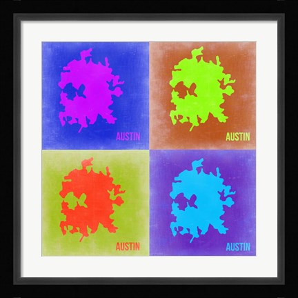 Framed Austin Pop Art Map 2 Print