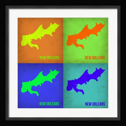 Framed New Orleans Pop Art Map 1 Print